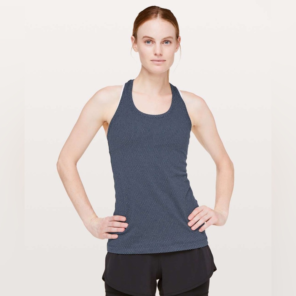 Lululemon Navy and Cream Polkadot Cool Racerback II Sz 2